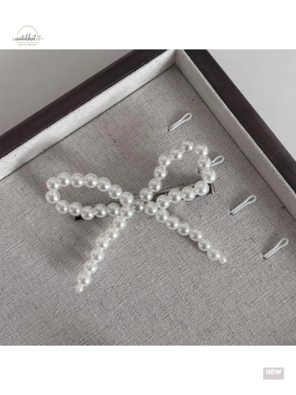 10 Pcs Pearl Bow Hair Clips, Faux Pearl Hair Barrettes, Non-Slip Duckbill